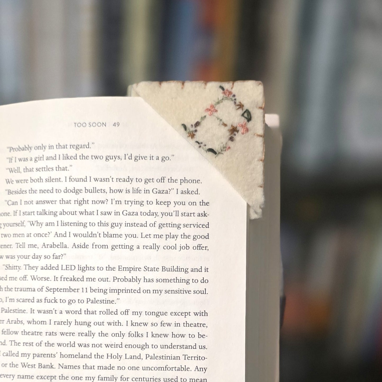 Embroidered Bookmark | Corner