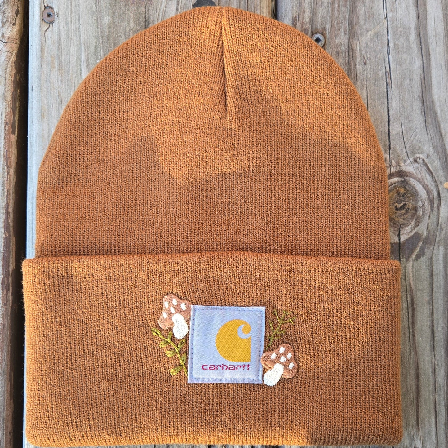 Hand Embroidered Carhartt Beanie | Mushrooms | Adult