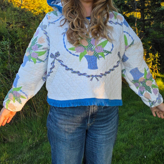 Blue Ruffle Hoodie